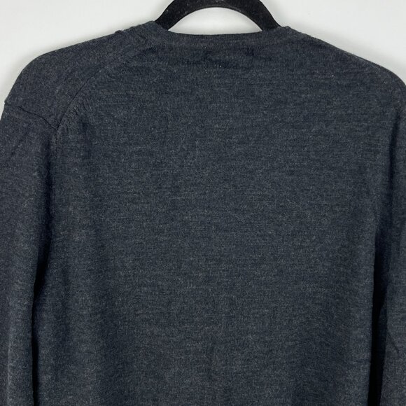 Calvin Klein Sweater Size L Gray Long Sleeve V Neck Tight Knit Merino Wool - Picture 7 of 9